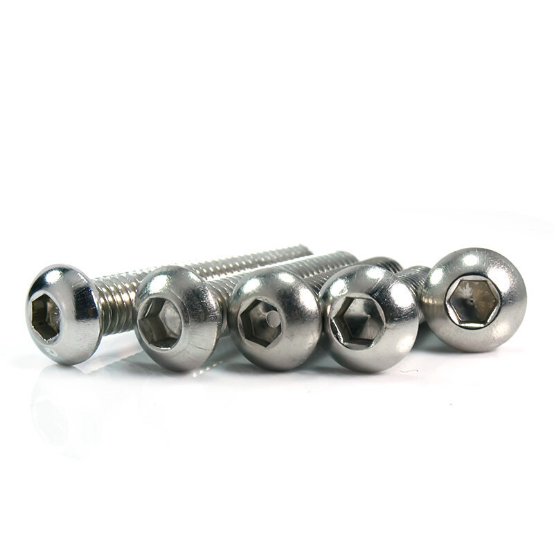 。304不锈钢蘑菇头内六角螺丝盘头/半圆头内六角机螺钉M6*8-100mm