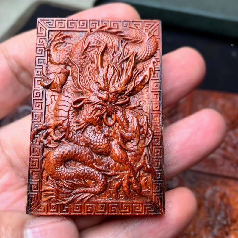 小叶紫檀龙牌雕刻木牌实木挂件木雕创意饰品红木挂饰独角兽手把件