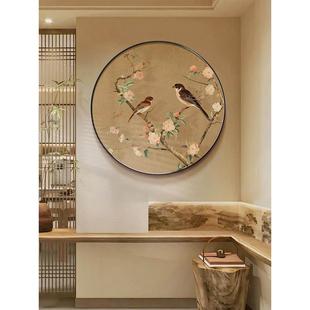 宋氏美学喜上眉梢挂画入户玄关正对门圆形装饰画客厅卧室茶室壁画