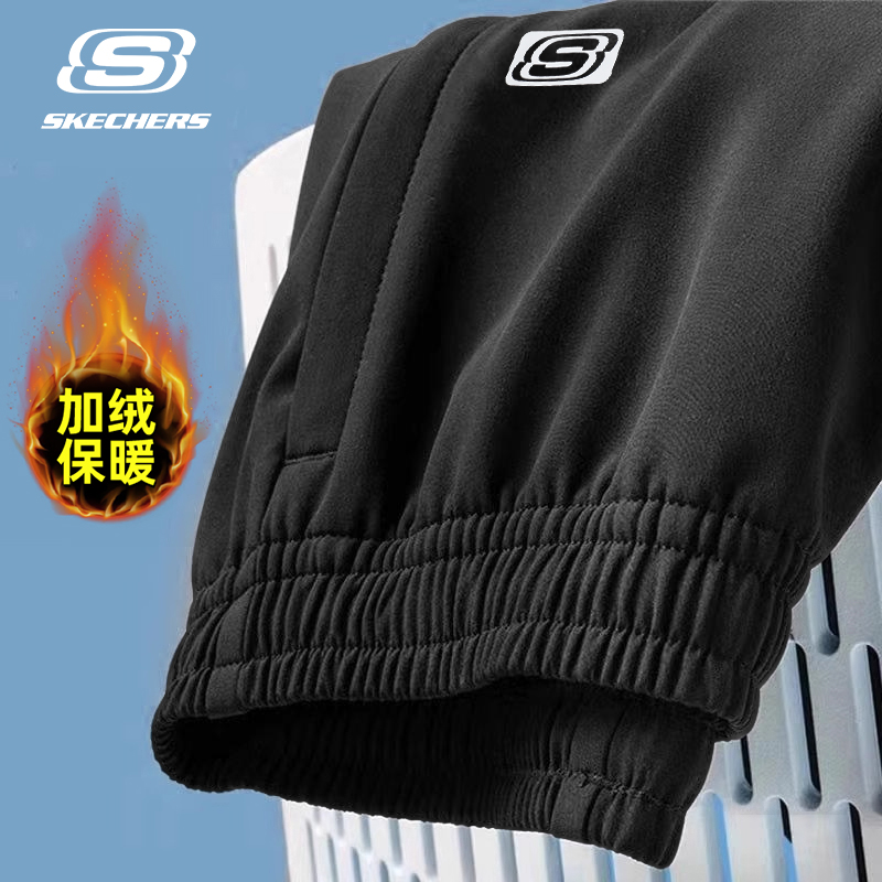 斯凯奇针织加绒运动男裤束脚裤