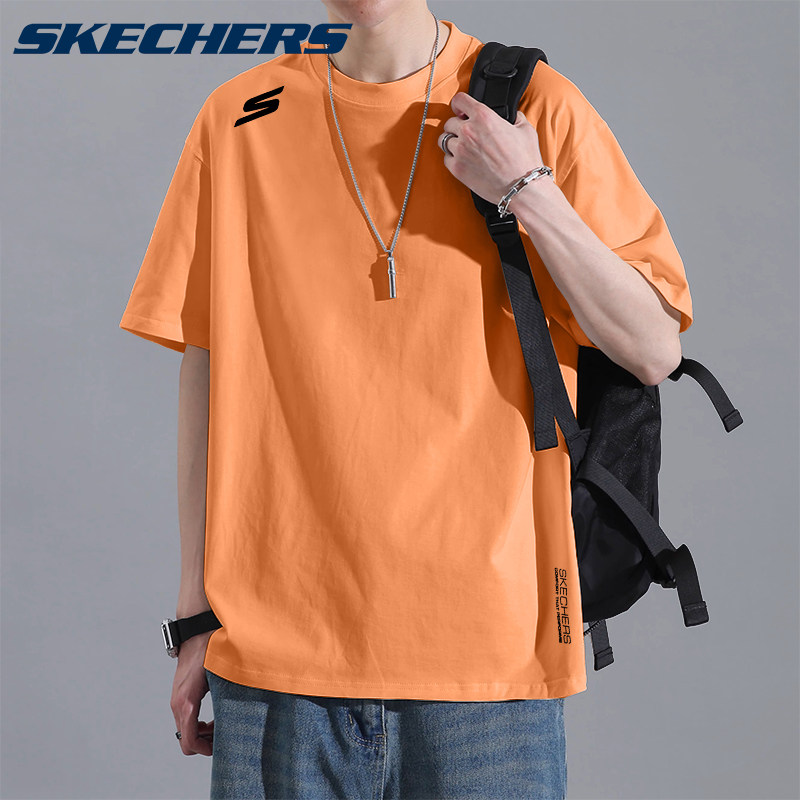斯凯奇运动T恤男士夏季薄款透气圆领冰丝速干大码短袖潮流休闲服