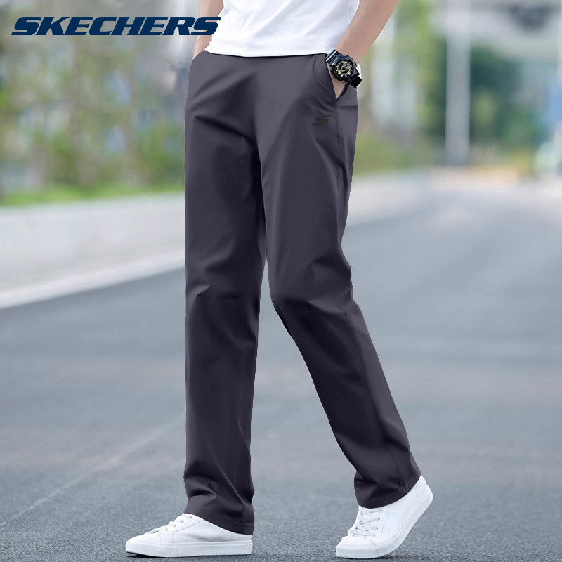 斯凯奇男裤夏季薄款冰丝速干直筒长裤宽松透气跑步运动裤休闲卫裤