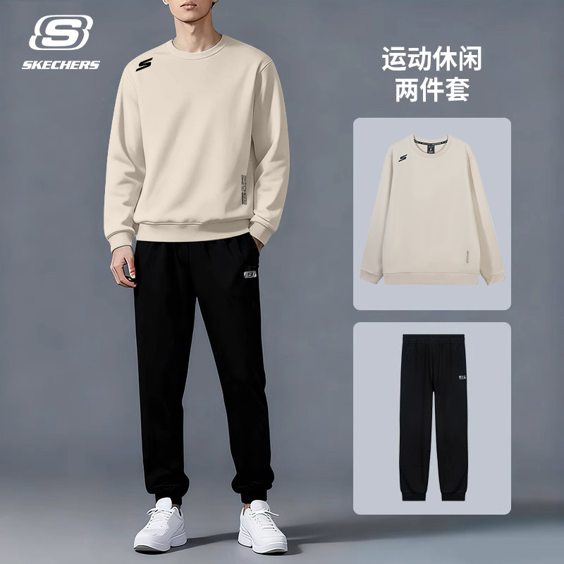 斯凯奇运动套装男圆领卫衣运动裤