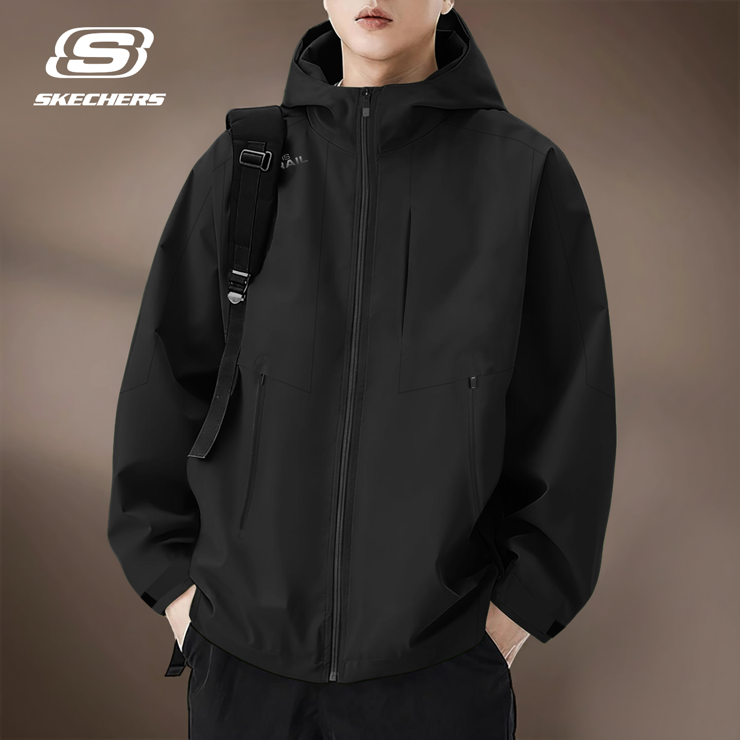 斯凯奇梭织外套男大码冲锋衣户外