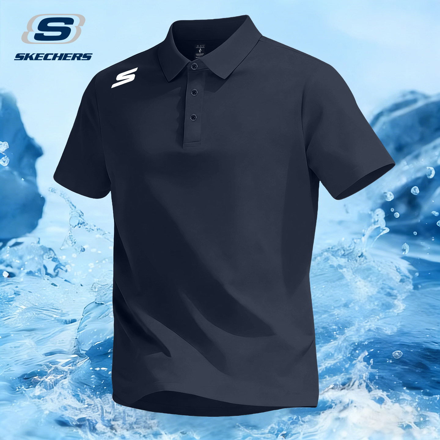斯凯奇polo衫男短袖夏季商务透气健身翻领T恤运动上衣半袖休闲装