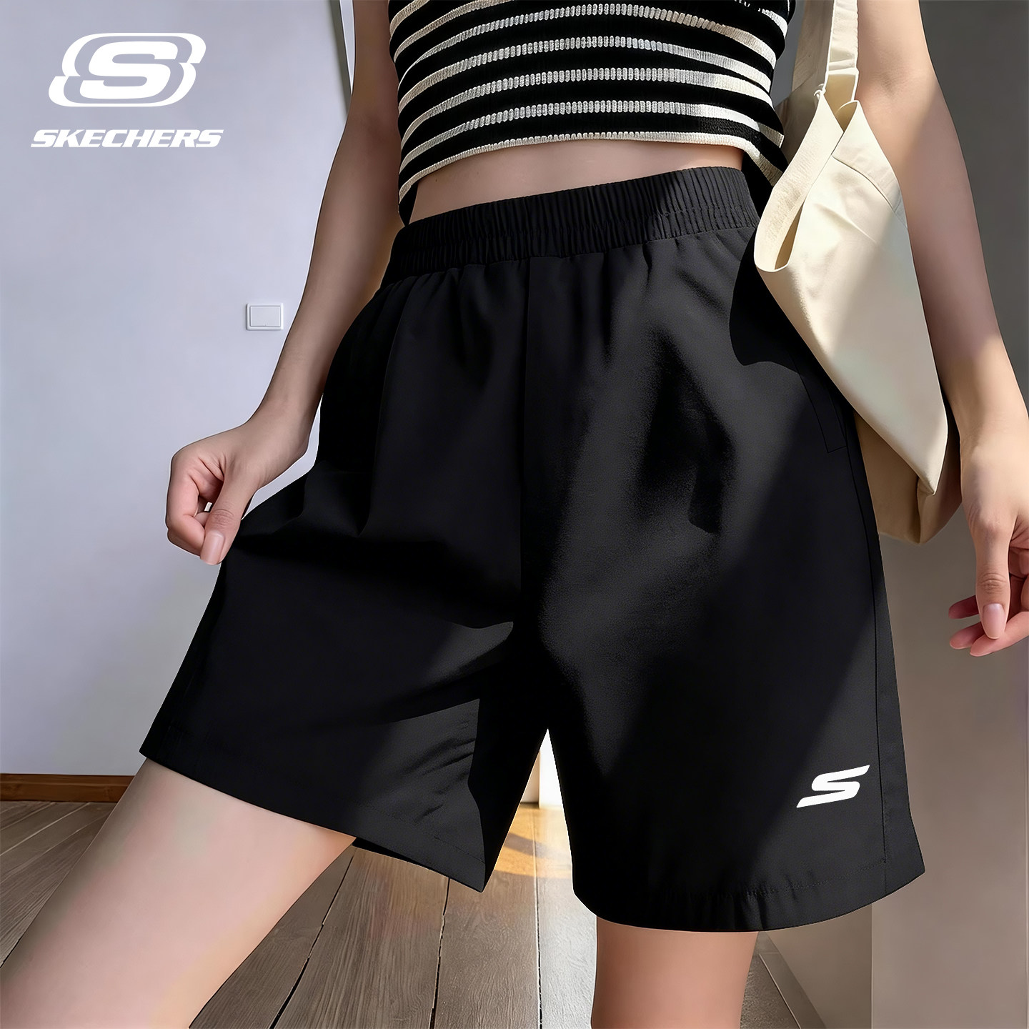 斯凯奇运动短裤女速干跑步羽毛球健身裤子休闲百搭宽松外穿五分裤