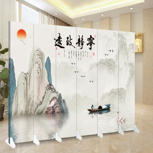 家用简约大客厅餐厅玄关图隔断卧室办公室移动折叠屏风山水背景墙