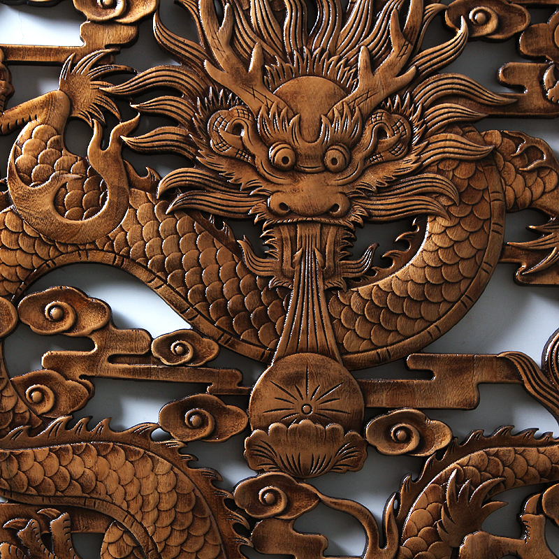 东阳木雕玄关客厅卧室餐厅房间墙面壁装饰挂件中式香樟实木头 龙