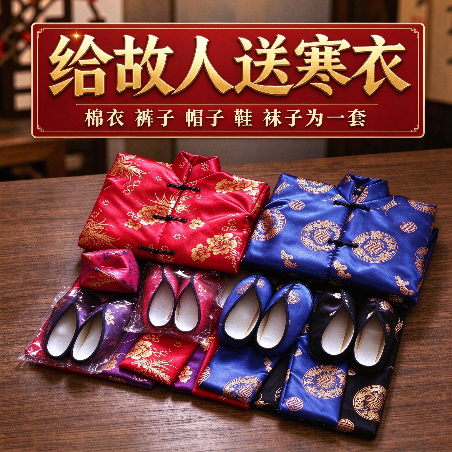 给故人送寒棉衣全套十月一棉衣节衣服男女士五件套装批发手工折纸