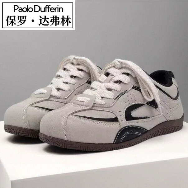 2025秋季新款软底保暖皮面德训鞋阿甘复古男鞋时尚百搭休闲运动鞋