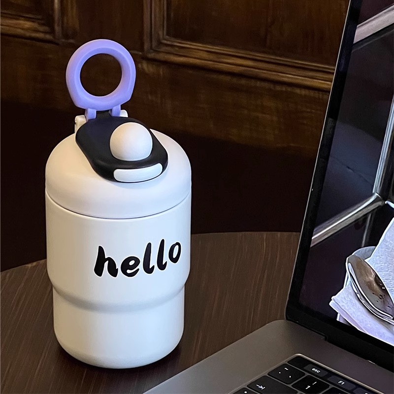 欧洲站保温杯女生高颜值可爱便携式学生杯子316不锈钢咖啡杯直饮