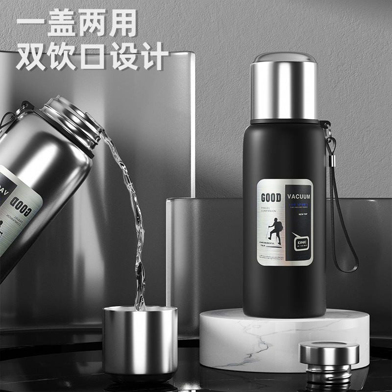 欧洲站户外大容量保温杯男士便携全钢运动水壶不锈钢茶水分离水杯