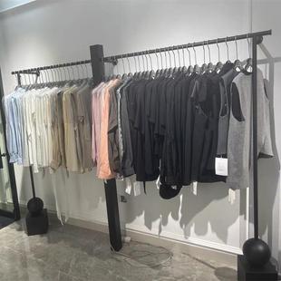 店展示架上墙壁挂衣服挂衣架女装 服装 陈列货架简约哑光黑落地架子