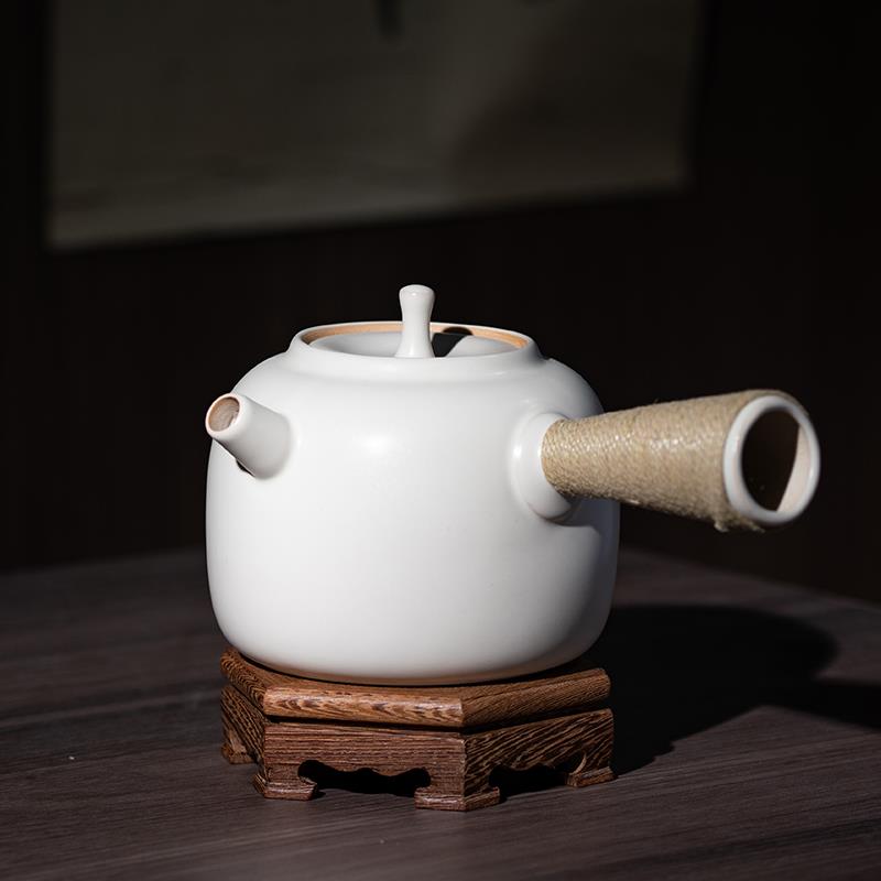 苏打釉白陶煮茶壶围炉煮茶陶瓷提梁壶家用中式复古泡茶烧水壶单壶