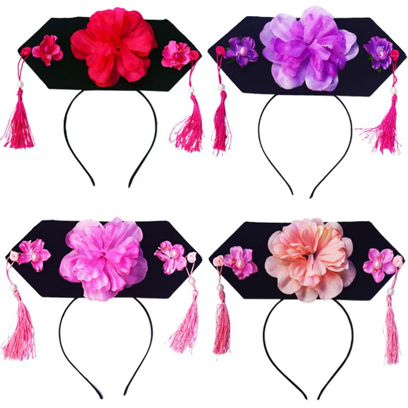 还珠格格帽子头饰宫廷宫女头箍儿童古装头饰旗头清朝满族发箍表演