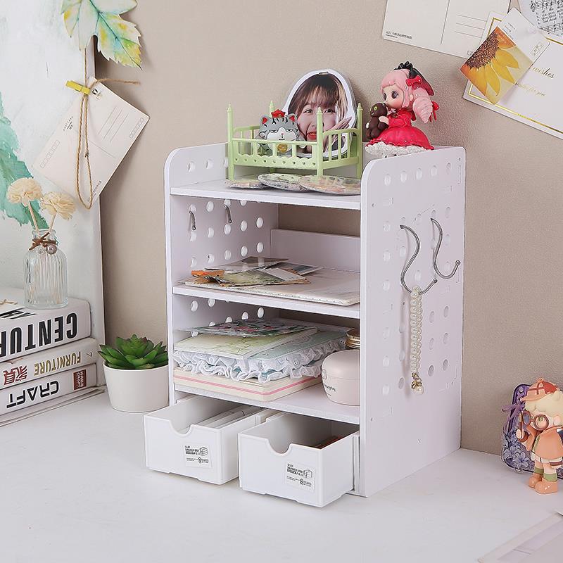 洞洞板桌面置物架办公室工位收纳架学生简易书柜宿舍多层桌上书架