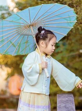 油纸伞古风道具防晒遮阳中国风古典跳舞蹈专用伞儿童绿色旗袍走秀