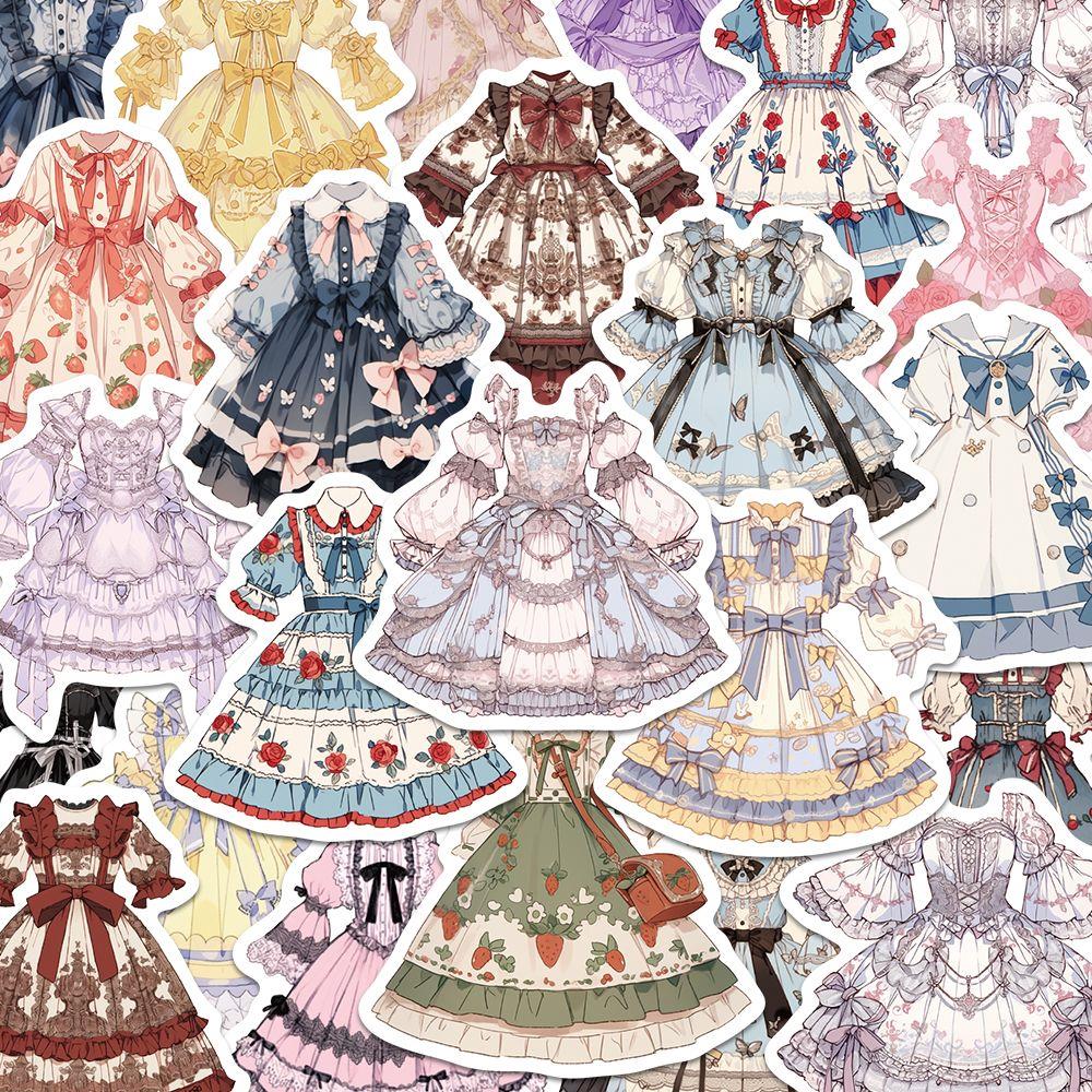 50张洛丽塔少女心穿搭贴纸卡通可爱裙子手机壳笔记本防水贴画diy