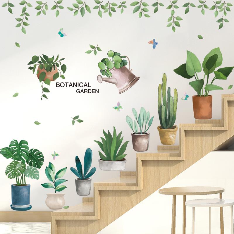 盆栽3D立体墙贴纸楼梯走廊墙壁墙面装饰客厅贴画墙纸自粘遮丑补洞