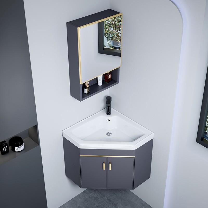 小户型三角形挂墙式洗手盆柜组合卫生间拐角小号洗脸盆转角洗漱台