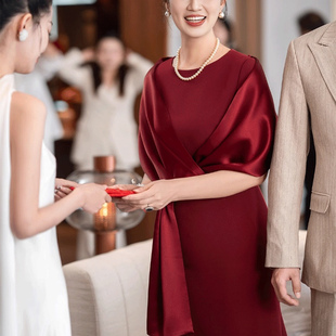 如翡2025夏秋新款 轻奢婚宴鱼尾礼服连衣裙 喜妈妈高端气质时尚