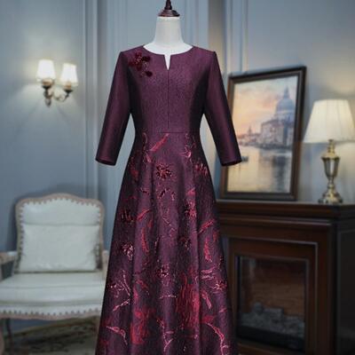 长袖婚宴礼服如翡连衣裙长裙