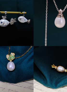 天然淡水珍珠吊坠巴洛克异形不规则小鱼项链吊坠
