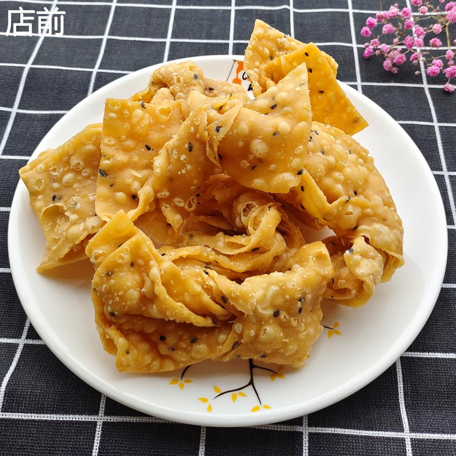 湖北天门特产手工翻饺子油炸焦叶子传统怀旧糕点馓子麻花芝麻片子