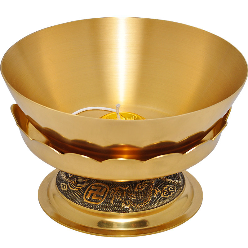 热销佛具用品供奉家用莲花佛前龙座铜碗油灯供佛酥油灯供灯财神爷