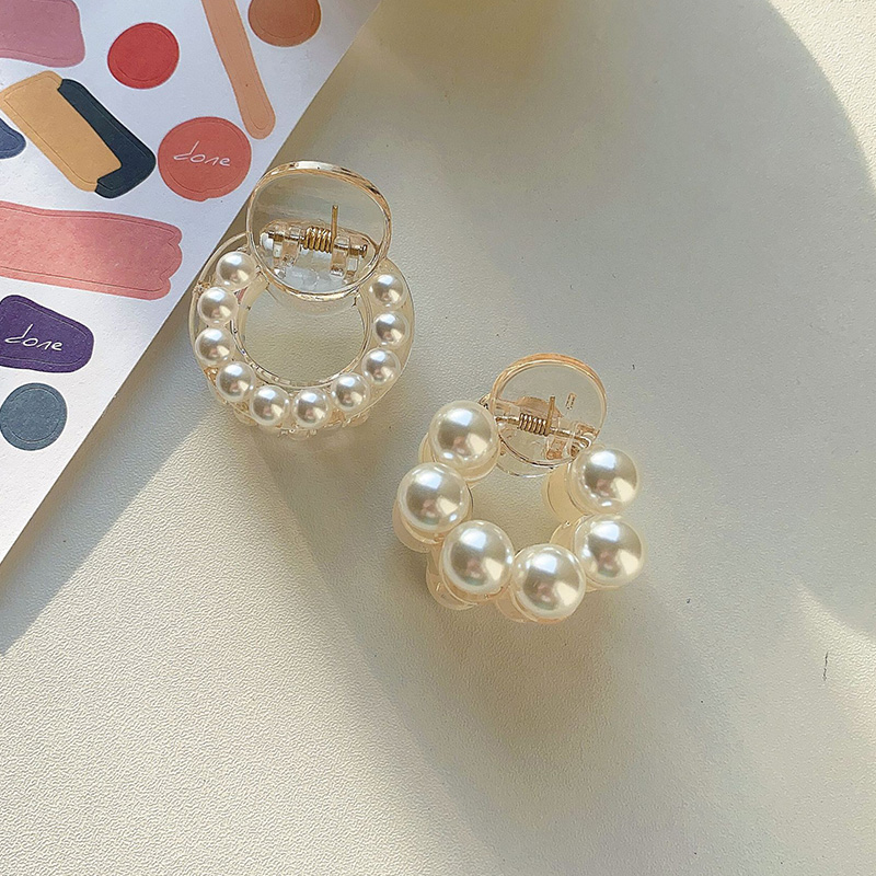 网红Sweet Mini Round Pearl Hair Clips for Women Girls Hair C