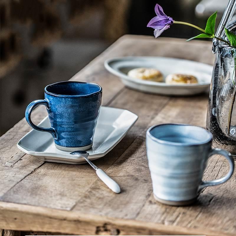 日本原产舍米蓝窑变马克杯陶瓷水杯子复古茶杯牛奶杯手工咖啡杯