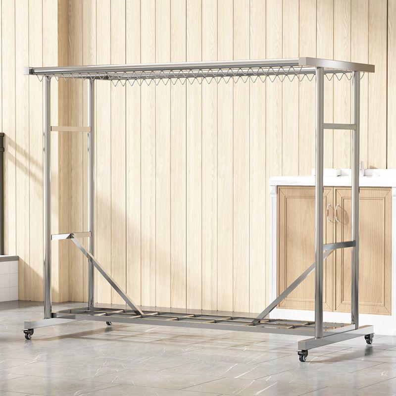 304不锈钢晾衣架落地家用阳台室外晾衣双杆晾挂晒被子防风可移动