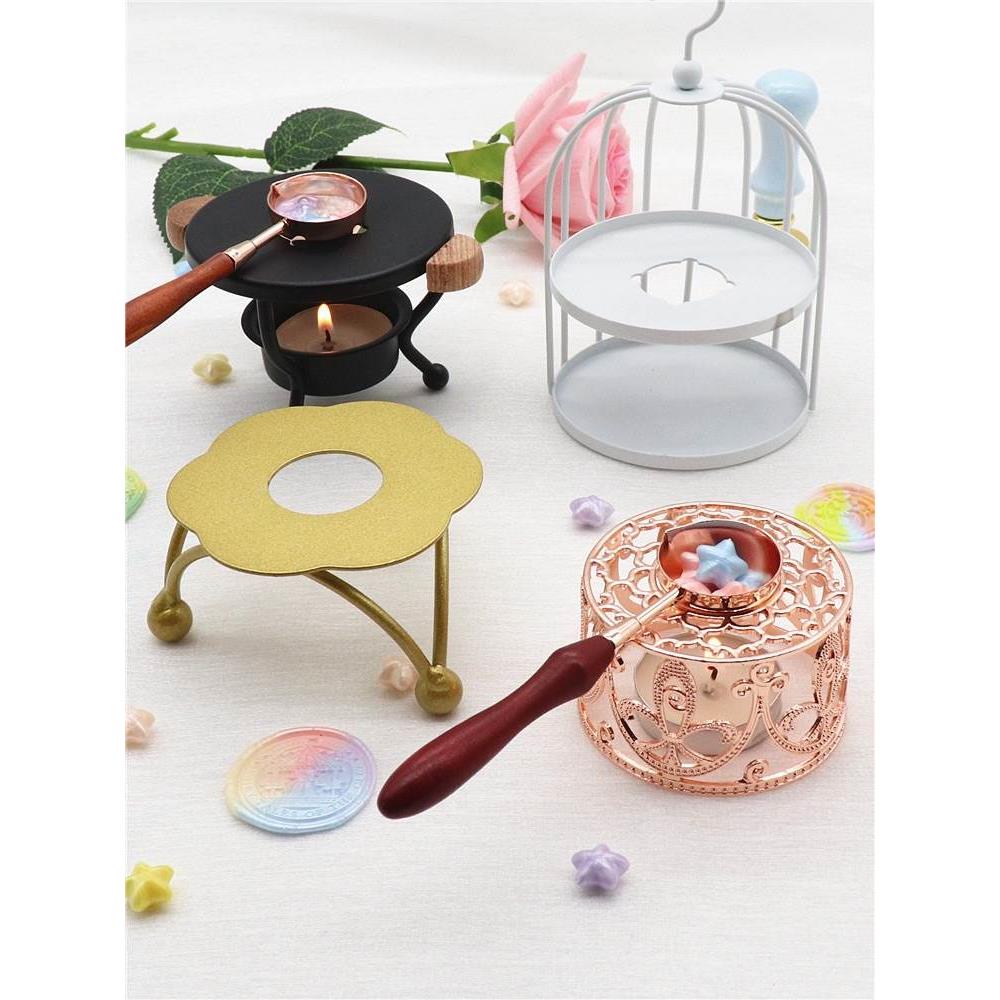 欧式金属火漆印章熔炉可爱鸟笼炉子鼎式火漆熔炉花形铁艺熔炉勺子