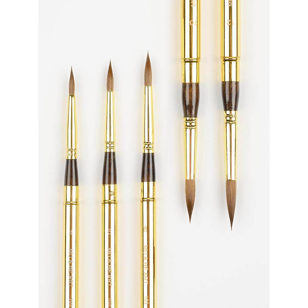 柯林斯基貂毛水彩水粉油画便携旅行笔细长尖头笔勾线金色慕和103r