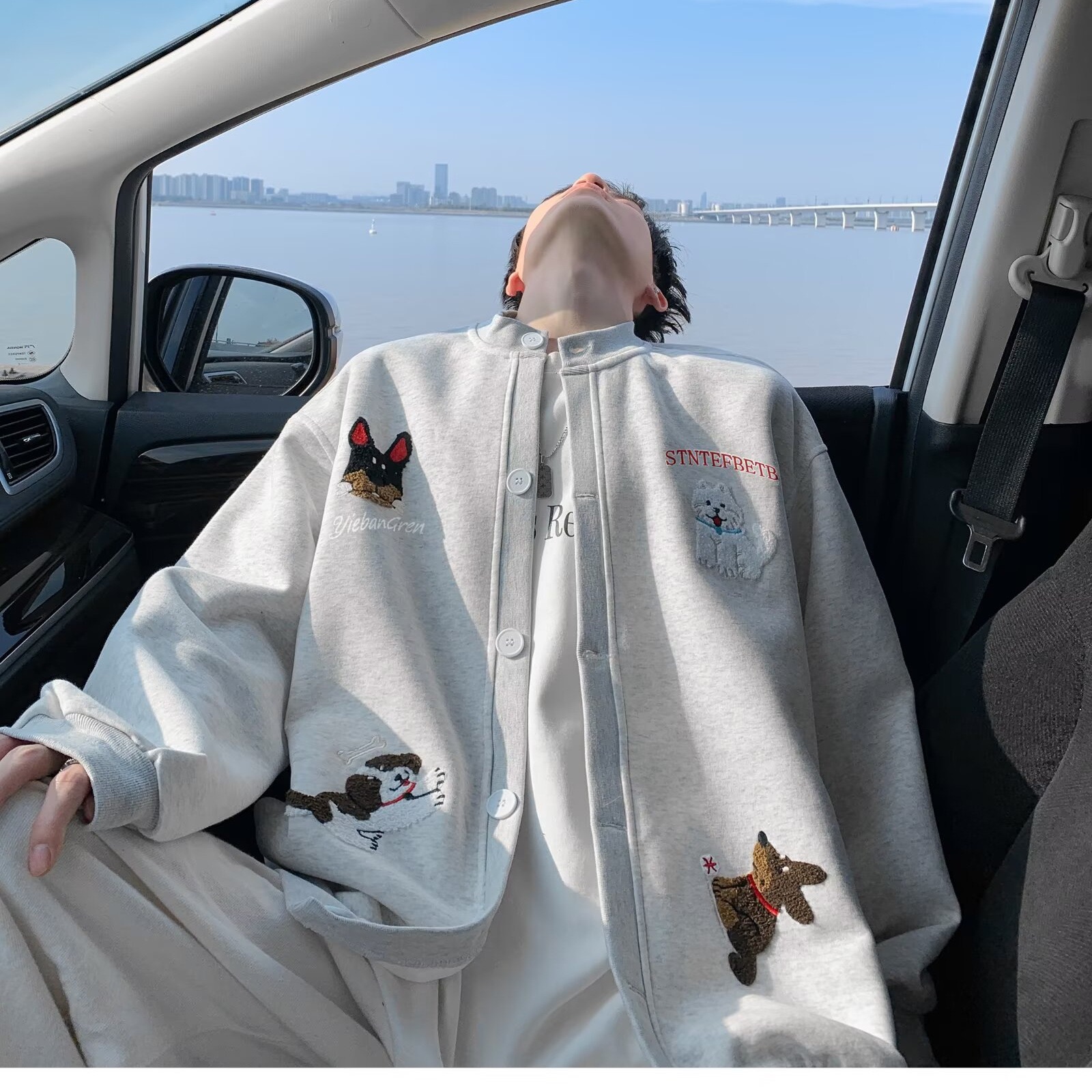 美式复古潮牌毛巾绣重磅开衫卫衣男潮牌情侣百搭休闲夹克外套