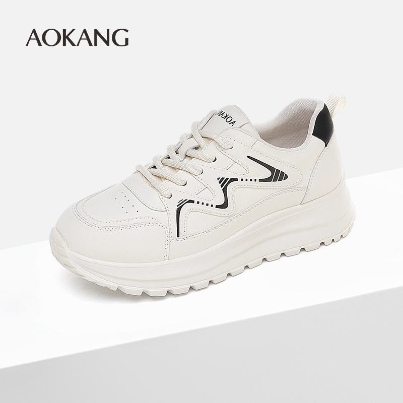 奥康2025春季新款休闲女鞋厚底女运动鞋小白鞋时尚老爹鞋旅游鞋潮