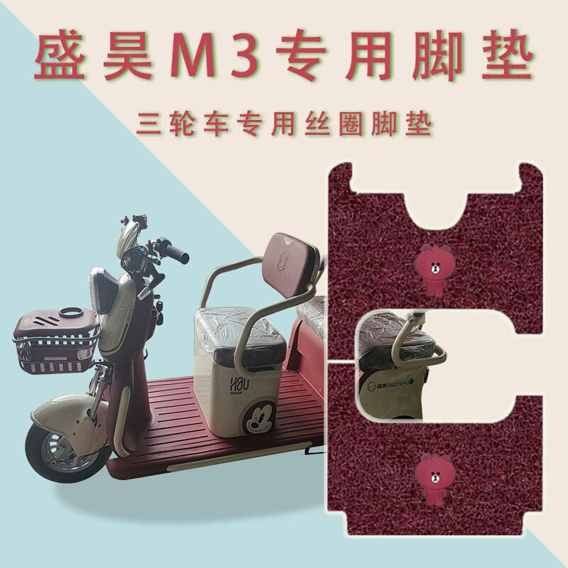 适用盛昊M3电动三轮车脚垫防滑丝圈耐磨专用脚踏板踩垫踏皮垫m3