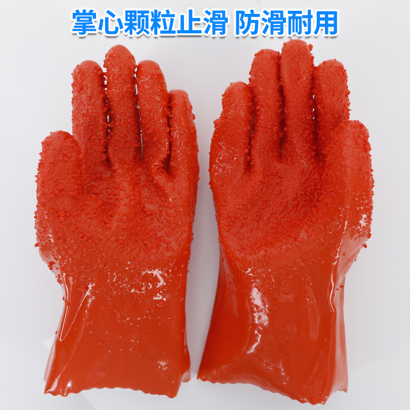 东亚807防滑手套浸塑耐磨劳保工业耐油耐酸碱博尔格加厚绒防腐蚀