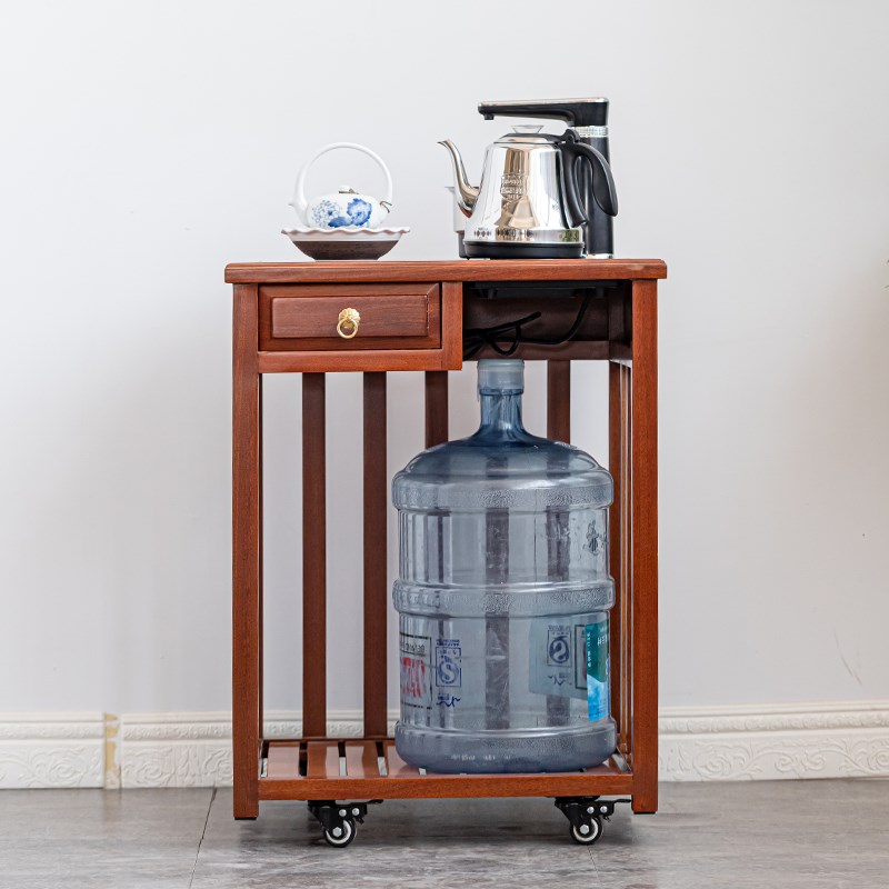 茶水柜新中式实木移动茶桌餐边柜子家用客厅办公室带轮茶边柜