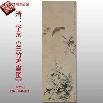 清代华喦兰竹鸣禽图花鸟虫国画复