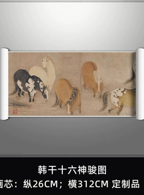 唐韩干十六神骏图工笔重彩国画骏