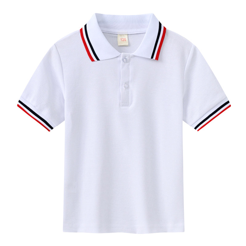 유치원 교복 학급 교복 폴로 셔츠 반팔 라펠 티셔츠 남녀 여름 흰색 빨간색 초등학교 교복