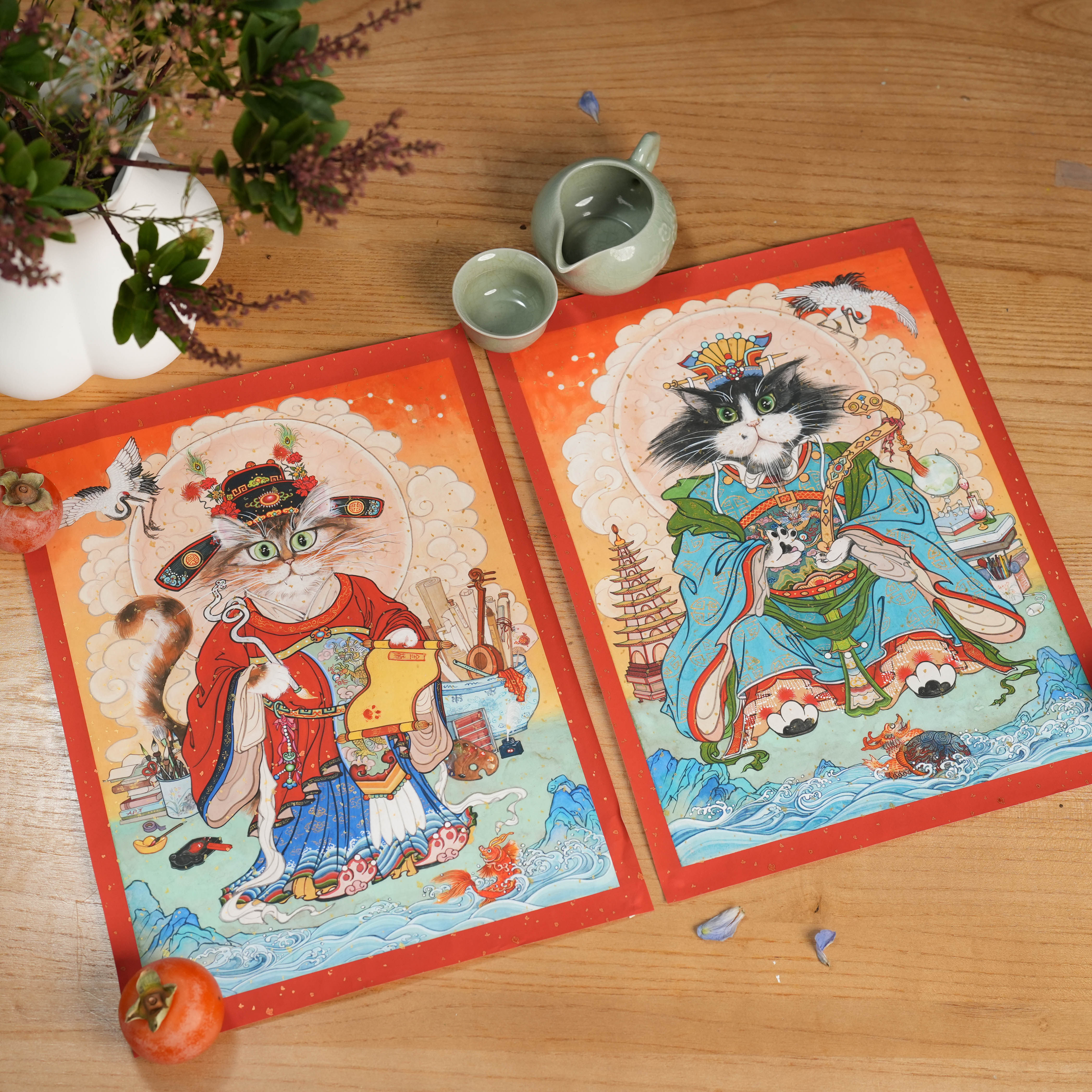 宋安依《猫猫文昌星文曲星》洒金艺术年画,节庆用品/礼品,门神,淘宝优惠券,粉丝福利购,淘宝优惠卷