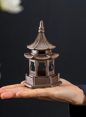 速发六角亭凉亭微景造小茶塔摆件观景园艺花盆水族箱鱼缸宝宠假山