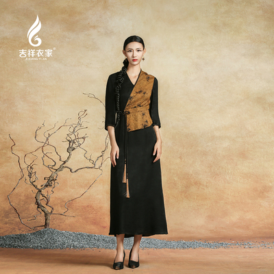 吉祥衣家新中式青竹丹枫连衣裙