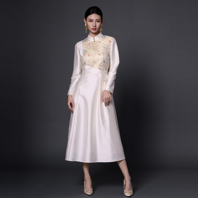 吉祥衣家气质修身璇玑云佩连衣裙