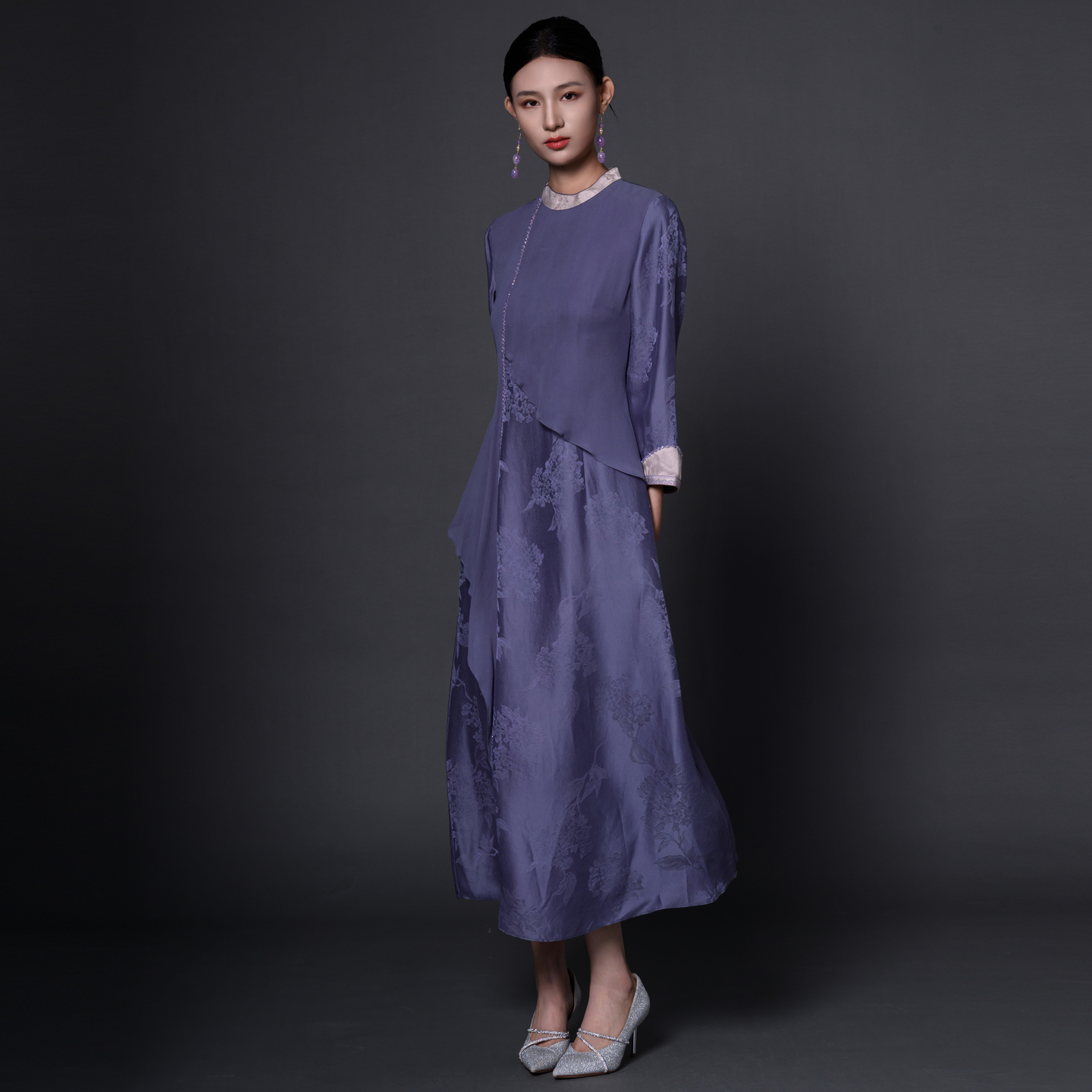 吉祥衣家新中式摩挲素月连衣裙