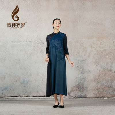 吉祥衣家新中式夜露含花连衣裙