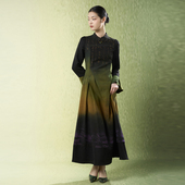 国风新款 桑蚕丝高定女装 长裙气质长袖 吉祥衣家新中式 连衣裙春秋款