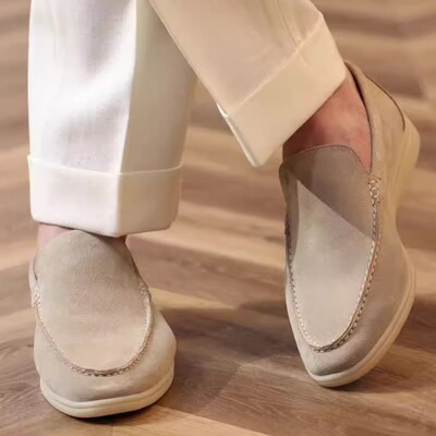 全新summer Walk春夏麂皮套脚意式轻便一脚蹬西装休闲乐福鞋男鞋